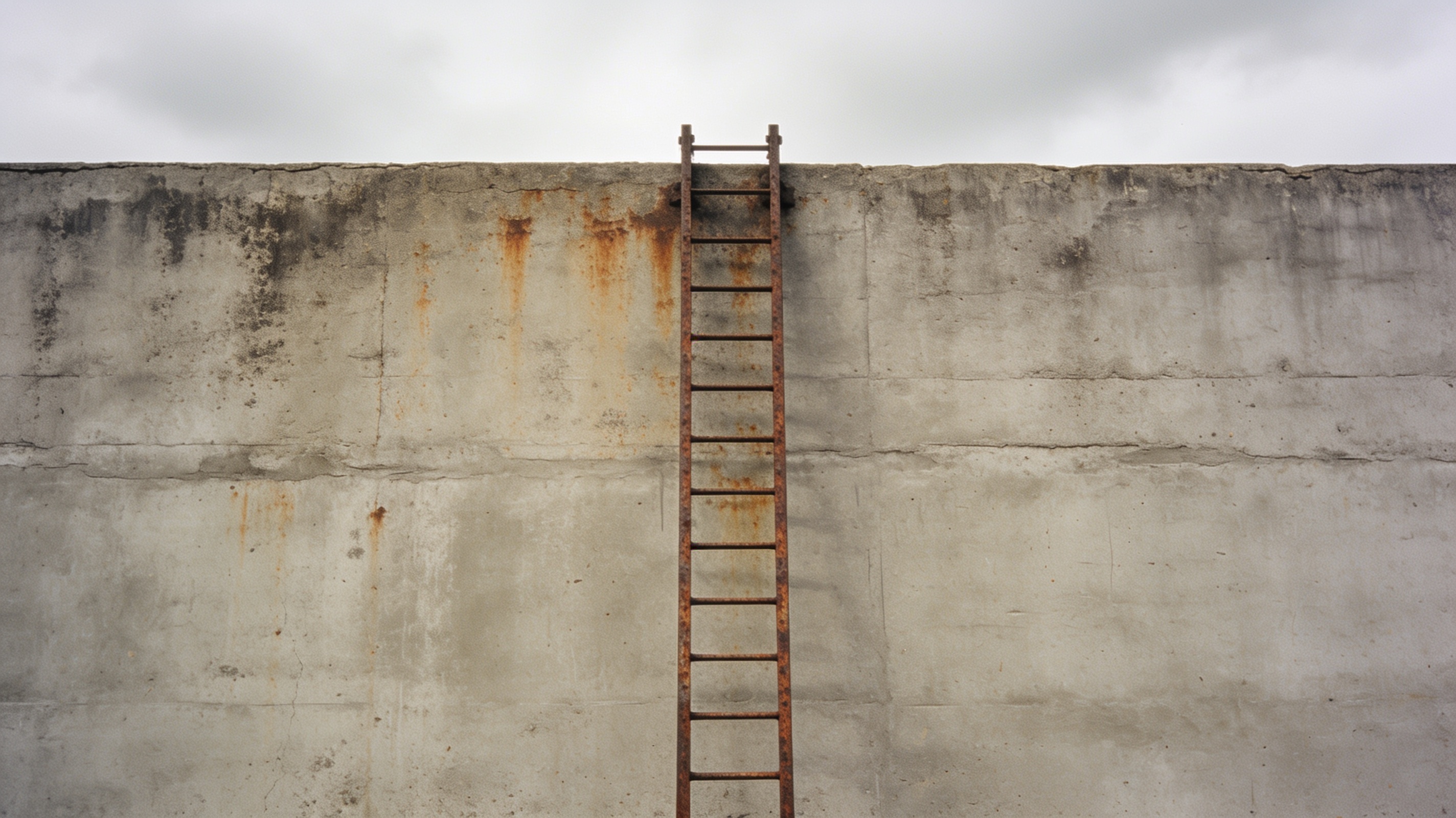 The ladder reached the top of the wall. Nothing was behind it.